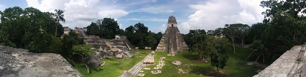 Panoramic photo of Tikal's Grand Plaza