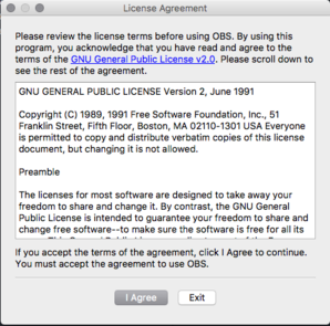 OBS license acceptance